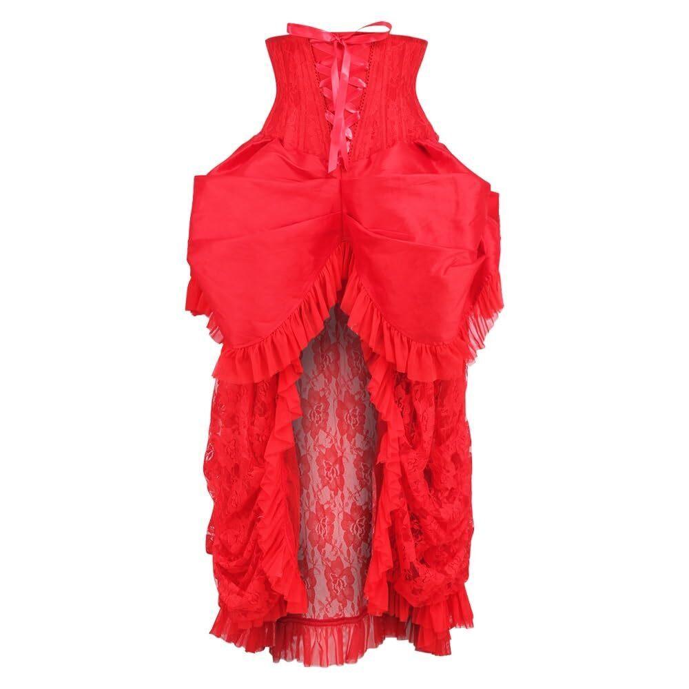 5183 Top Drawer Steel Boned Red Lace Victorian Bustle Underbust Corset